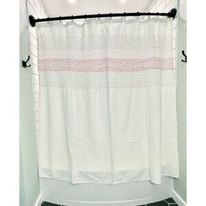 Threshold 100% Cotton Pink Embroidered Stitched Fabric Off White Shower Curtain